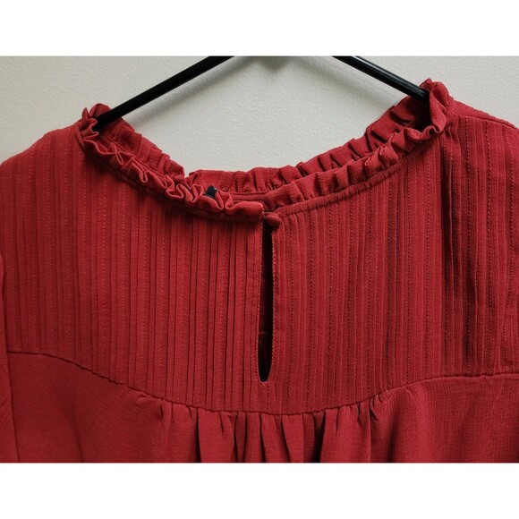 NWT Torrid Burnt Orange Chiffon Smocked Pintuck Flutter Top Size 1 (14/16) - Picture 6 of 9